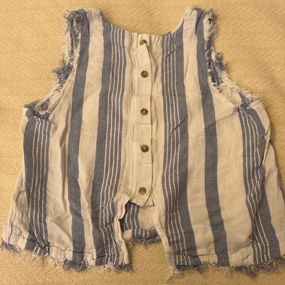 Juniors M Alter ‘d state denim striped sleeveless cropped tank top - Picture 2 of 4